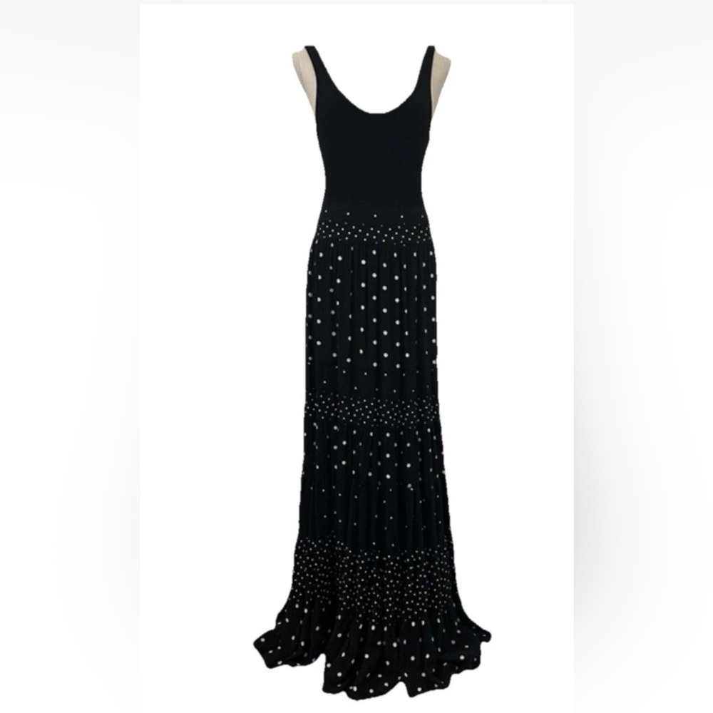 Anthropologie Black and White Polka Dot Maxi Skirt